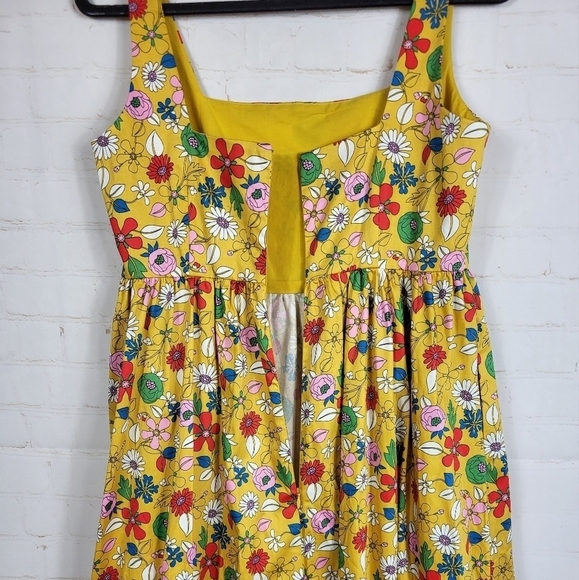 Boden Feminine Violet Floral Square Neck Pockets Midi Dress Honeycomb US 4P - Picture 8 of 12